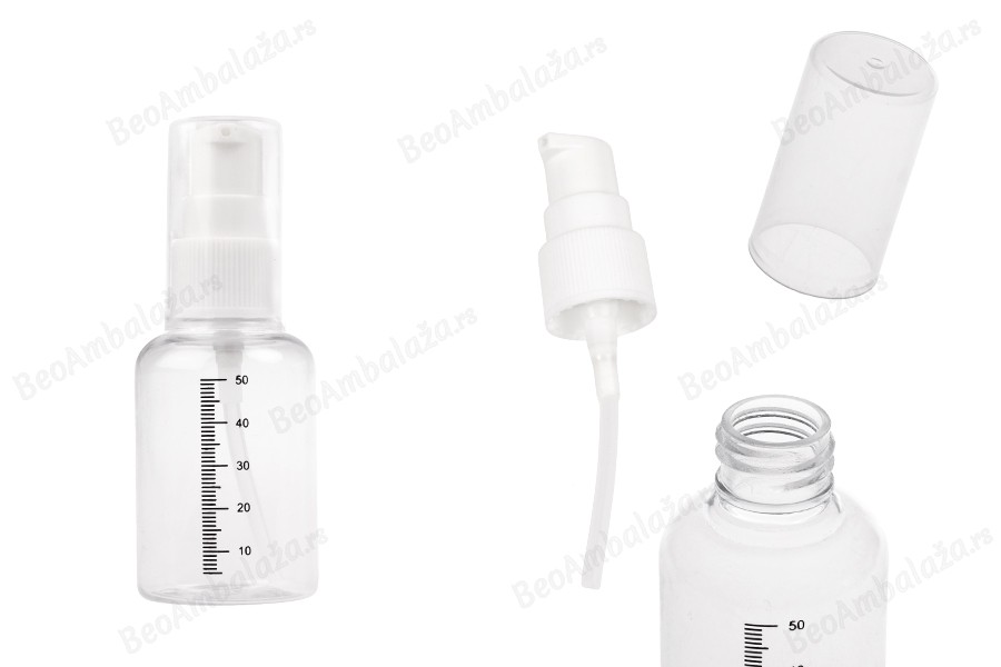 Plastična flašica 50mL za kreme sa mernim oznakama, pumpicom i zatvaračem - 24 kom-slika_proizvoda