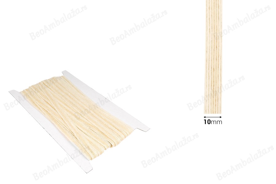 Ukrasna “gro”  traka od lana, bež boje,10mmx10m-dimenzije_slike