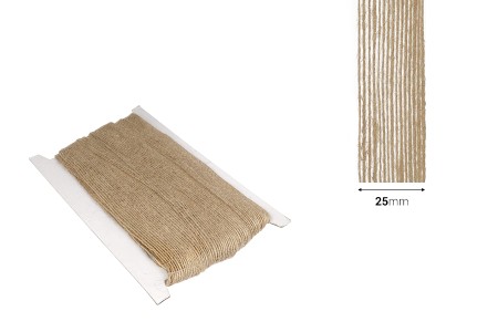 Ukrasna “gro”  traka od lana bež boje, 25mmx10m-dimenzije_slike