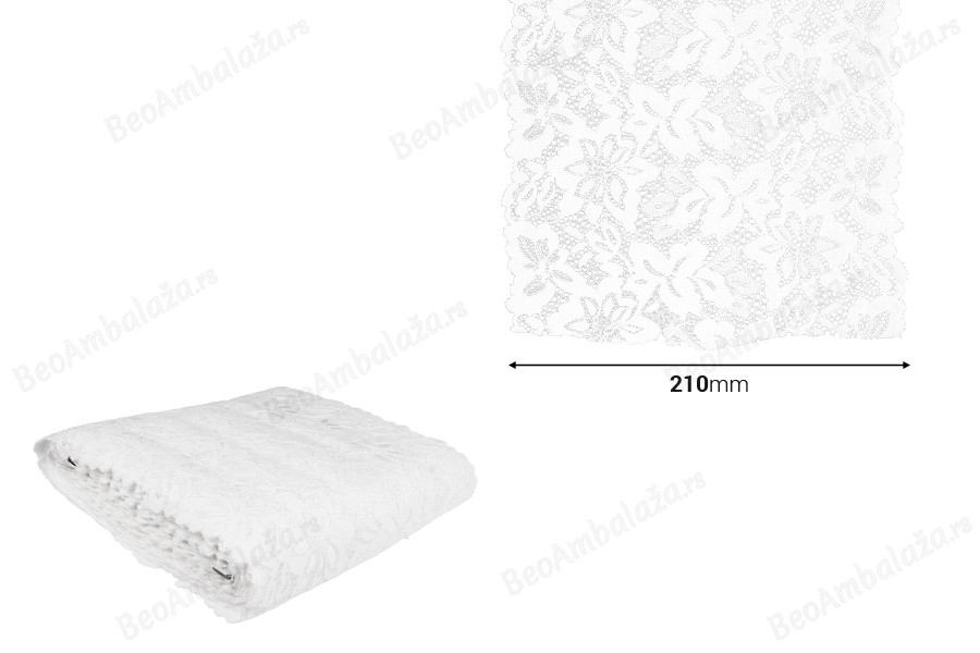 Elastična mekana najlonska čipka, širine 210mm - komad je 10 metara-dimenzije_slike