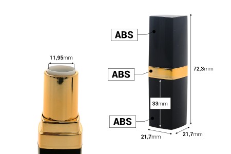 Crna tubica za karmin sa zlatnim detaljem - 5 kom-dimenzije_slike