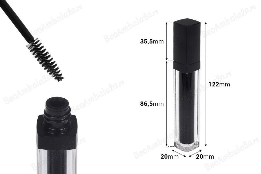 Bočica 10mL sa četkicom za maskaru sa crnim zatvaračem - 6 kom-dimenzije_slike