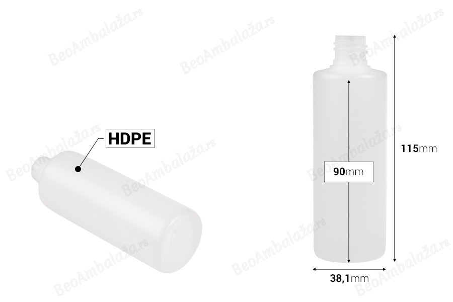 Plastična poluprovidna flašica 100mL (PP 18) - 12 kom-dimenzije_slike