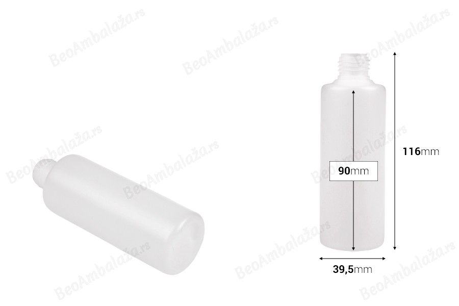 Plastična poluprovidna flašica 100mL, PP 20-dimenzije_slike