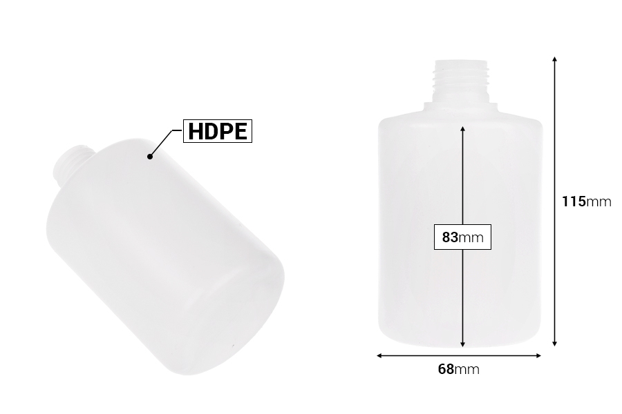 Poluprovidna plastična okrugla flaša 300mL - 12 kom-dimenzije_slike