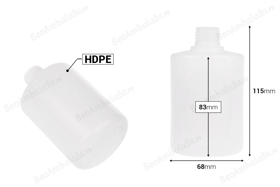Poluprovidna plastična okrugla flaša 300mL - 12 kom-dimenzije_slike