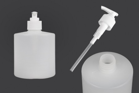 Plastična, okrugla flaša sa pumpicom 500ml za tečni sapun, poluprovidna PP28-slika_proizvoda