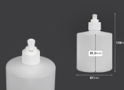 Plastična, okrugla flaša sa pumpicom 500ml za tečni sapun, poluprovidna PP28-dimenzije_slike