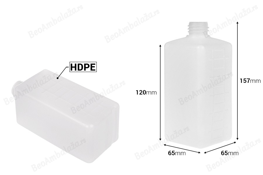 Plastična četvrtasta poluprovidna boca 500mL (PP28) - 12 kom-dimenzije_slike