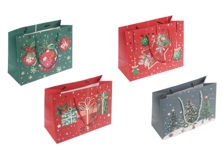 Božićne papirne poklon kese, dimenzija 230x100x180 mm (210 g) sa ručkom - 12 kom raznih motiva-slika_proizvoda