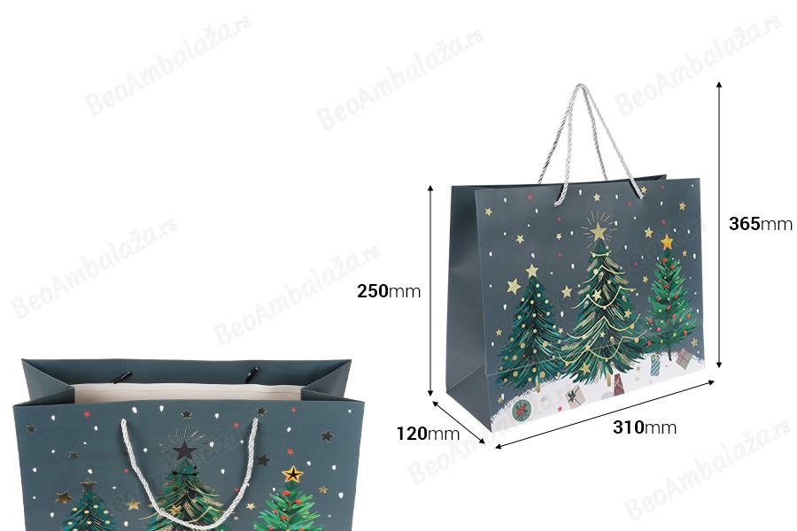 Božićne papirne poklon kese, dimenzija 310x120x250 mm (210 g) sa ručkom - 12 kom raznih motiva-dimenzije_slike