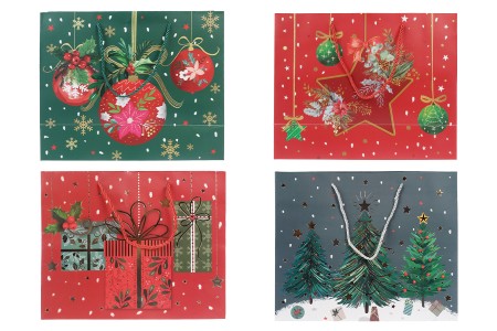 Božićne papirne poklon kese, dimenzija 310x120x250 mm (210 g) sa ručkom - 12 kom raznih motiva-grupa_slika