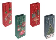Božićna papirna kesa za flaše vina 120x80x360mm (210 g) - 12 kom u raznim dezenima-slika_proizvoda