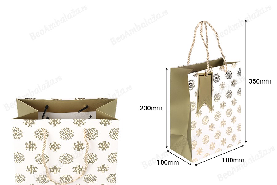 Božićne papirne poklon kese, dimenzija 180x100x230 mm sa ručkom - 12 kom raznih motiva-dimenzije_slike