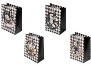 Božićna crno-bela papirna poklon-kesa  sa crnim kanapom  180x100x230 mm – 12 komada različitih dezena-slika_proizvoda