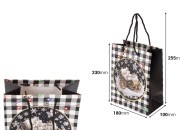 Božićna crno-bela papirna poklon-kesa  sa crnim kanapom  180x100x230 mm – 12 komada različitih dezena-dimenzije_slike