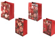 Božićna crvena papirna poklon-kesa 180x100x230 mm sa prazničnim motivima i ručkom od crvenog kanapa – 12 komada različiti dezeni-slika_proizvoda