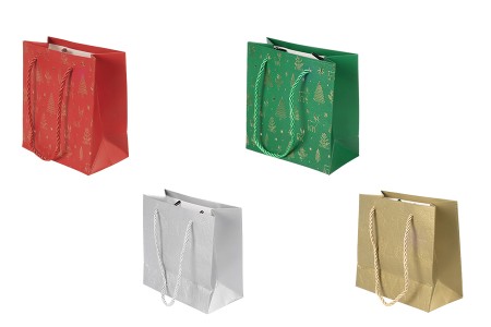 Božićna papirna poklon-kesa 150x70x140 mm sa ručkom od kanapa – 12 komada, različite boje-slika_proizvoda