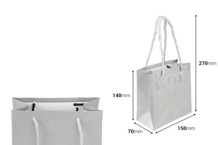 Božićna papirna poklon-kesa 150x70x140 mm sa ručkom od kanapa – 12 komada, različite boje-dimenzije_slike