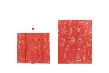 Božićna papirna poklon-kesa 150x70x140 mm sa ručkom od kanapa – 12 komada, različite boje-grupa_slika