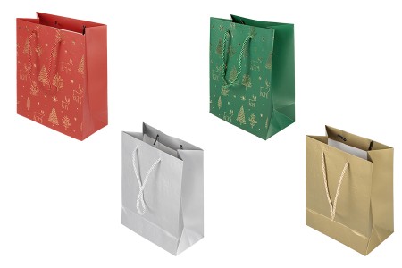 Božićna papirna poklon-kesa 180x100x230 mm sa ručkom od kanapa – 12 komada, različite boje-slika_proizvoda
