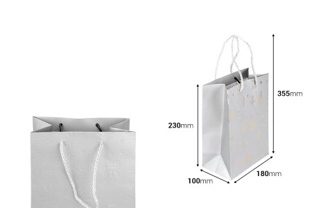 Božićna papirna poklon-kesa 180x100x230 mm sa ručkom od kanapa – 12 komada, različite boje-dimenzije_slike