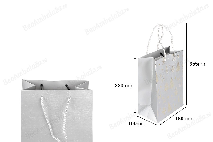 Božićna papirna poklon-kesa 180x100x230 mm sa ručkom od kanapa – 12 komada, različite boje-dimenzije_slike