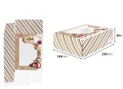 Božićna papirna kutija 250x80x180 mm sa providnim prozorom za kolačiće i slatkiše – 12 komada, različiti dezeni-dimenzije_slike