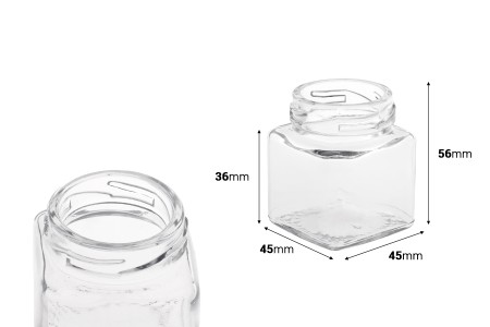 Staklena kockasta teglica 50mL 56x45 mm bez zatvarača-dimenzije_slike
