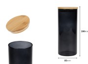 Staklena okrugla tegla 85x200mm, sa drvenim poklopcem sa sigurnosnom gumicom, u raznim bojama-dimenzije_slike