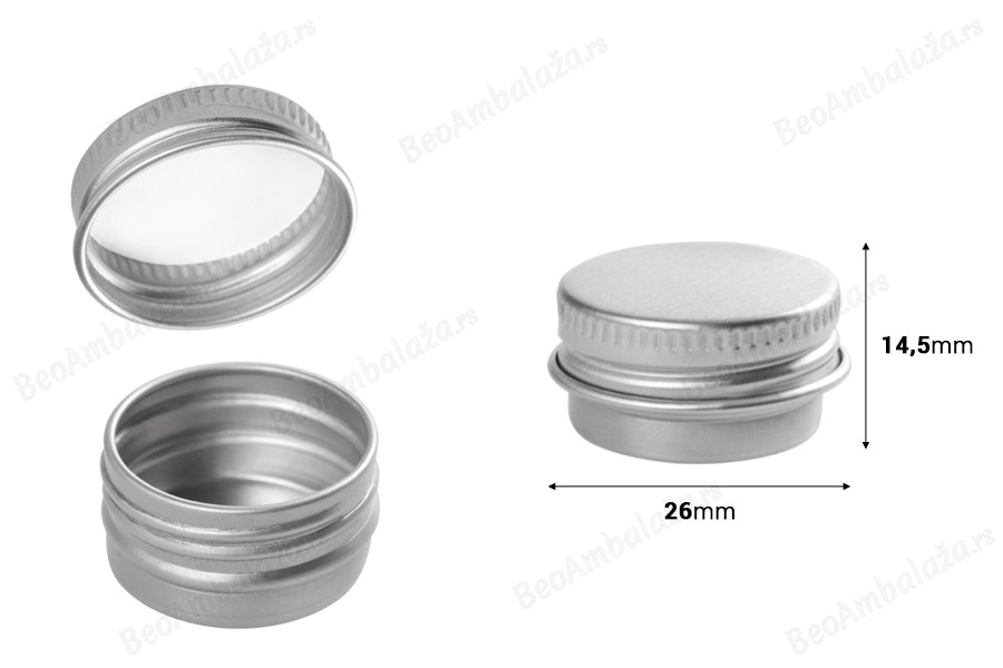 Aluminijumska kutijica 5mL sa unutrašnjom zaptivkom i zatvaračem u više boja - 12 kom-dimenzije_slike