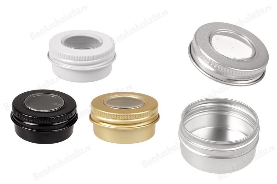 Aluminijumska kutijica 15mL sa prozorom na zatvaraču - 15 kom-slika_proizvoda
