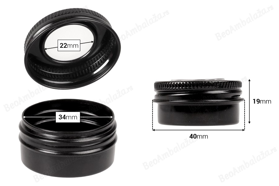 Aluminijumska kutijica 15mL sa prozorom na zatvaraču - 15 kom-dimenzije_slike