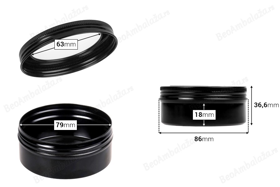 Aluminijumska kutija 150mL sa prozorom na poklopcu - 12 kom-dimenzije_slike