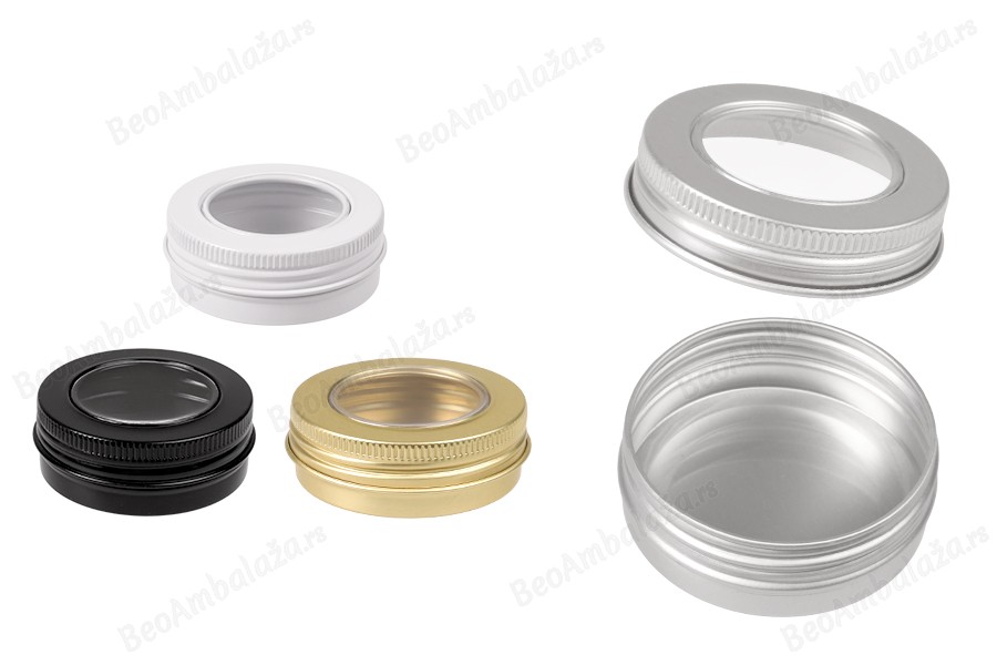 Aluminjumska kutijica 30mL sa prozorom na poklopcu -12 kom-slika_proizvoda