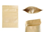 Kraft DoyPack kesice 160x40x220mm sa zip zatvaranjem i prozorom, unutrašnjom i spoljašnjom providnom oblogom, ovalnim dnom i sa mogućnošću termo zatvaranja – 100kom-slika_proizvoda