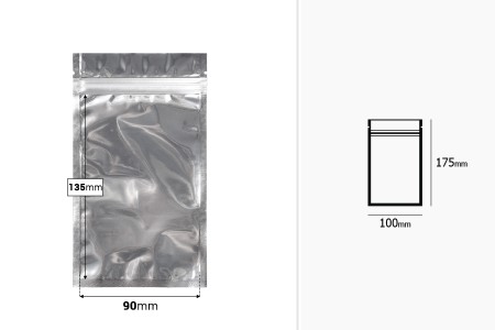 Zip kesica 100x175mm sa providnom prednjom i aluminijumskom zadnjom stranom (mogućnost termo zatvaranja) - 100 kom-dimenzije_slike