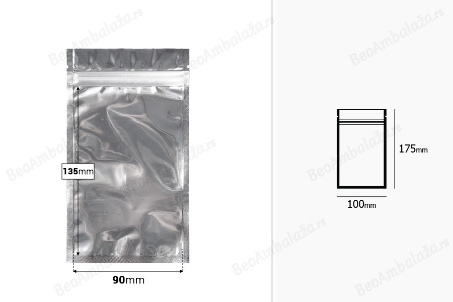 Zip kesica 100x175mm sa providnom prednjom i aluminijumskom zadnjom stranom (mogućnost termo zatvaranja) - 100 kom-dimenzije_slike
