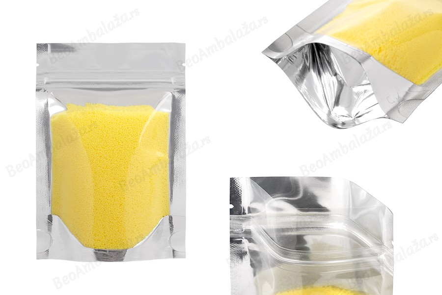Aluminijumske DoyPack kesice 100x30x150mm sa zipom, transparentnom prednjom stranom, ovalnim dnom i sa mogućnošću termo zatvaranja – 100kom-slika_proizvoda