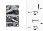 Aluminijumske DoyPack kesice 120x30x200 mm sa providnom prednjom stranom i ovalnim dnom, na termo zatvaranje - 100 kom-dimenzije_slike