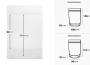 Providne DoyPack kesice sa zip zatvaranjem, ovalnim dnom i sa mogućnošću termo zatvaranja 100x30x150mm - 100 kom-dimenzije_slike