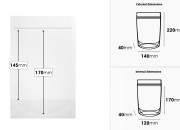 Providne DoyPack kesice sa zip zatvaranjem, ovalnim dnom i sa mogućnošću termo zatvaranja 140x40x220mm - 100 kom-dimenzije_slike