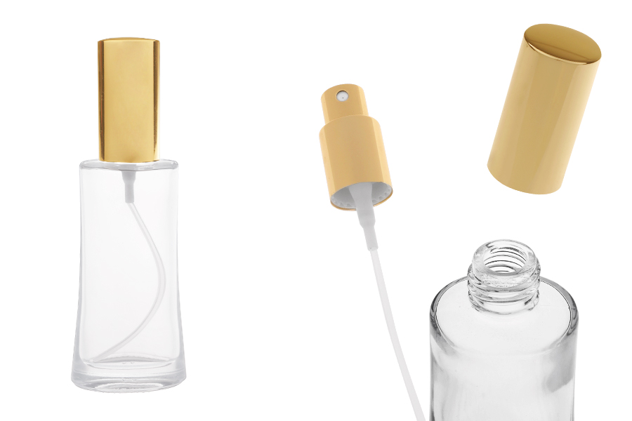 Staklena ovalna bočica 50mL (18/415) sa sjajno zlatnim sprejom za parfeme - (minimalna porudžbina 1 kutija)-slika_proizvoda