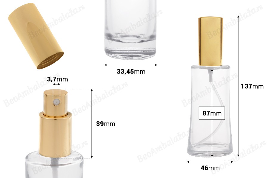 Staklena ovalna bočica 50mL (18/415) sa sjajno zlatnim sprejom za parfeme - (minimalna porudžbina 1 kutija)-dimenzije_slike