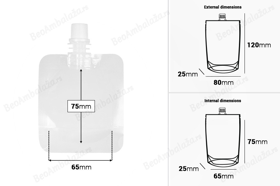 Providna DoyPack kesica za tečnost od 50ml sa belim sigurnosnim zatvaračem – 50 kom-dimenzije_slike