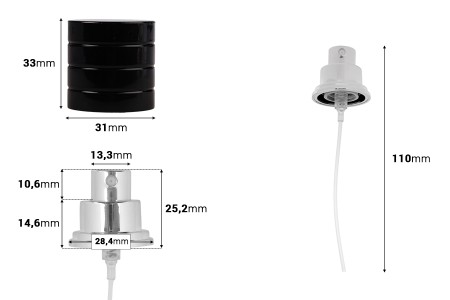 Set - sprej PP15 u zlatnoj ili srebrnoj boji sa crnim plastičnim zatvaračem (za 100mL)-dimenzije_slike