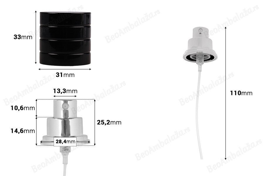 Set - sprej PP15 u zlatnoj ili srebrnoj boji sa crnim plastičnim zatvaračem (za 100mL)-dimenzije_slike