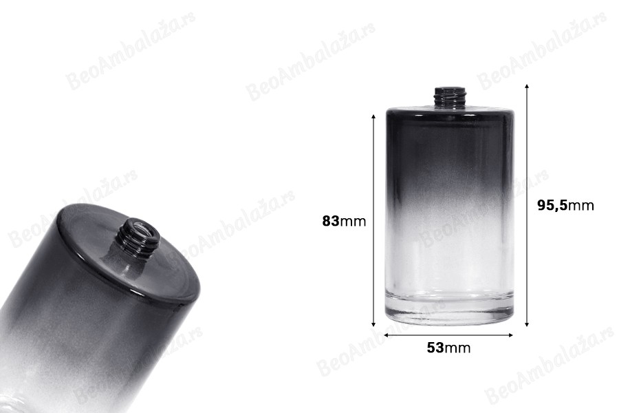 Staklena cilindrična parfemska bočica od 100mL, PP15-dimenzije_slike