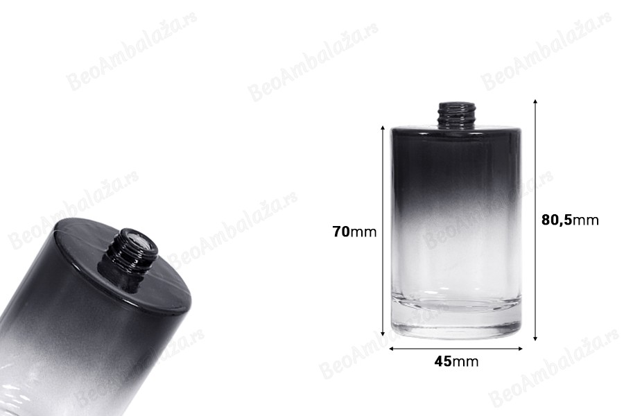 Staklena cilindrična parfemska bočica od 50mL, PP15-dimenzije_slike
