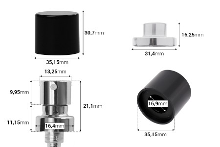Aluminijumski sprej sa sigurnosnim Crimp zatvaranjem 15mm i magnetnim poklopcem, u dve boje-dimenzije_slike